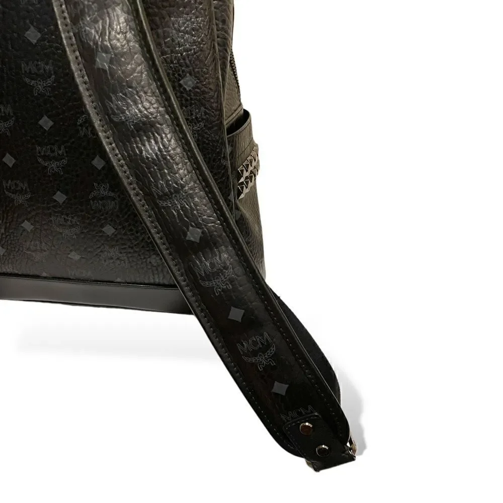 MCM Blk/Gry Monogram Stark Side Studs Backpack in Visetos |Size: 42.5cm|